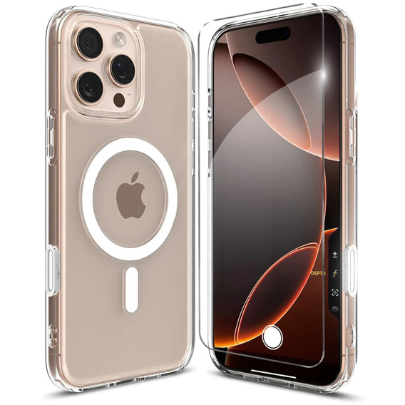 ERBORD Case with MagSafe for iPhone 16 Pro Max, active button, transparent + Screen Glass
