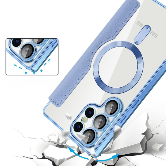 Flip case for Samsung Galaxy S25 Ultra, RFID Wallet MagSafe CamShield, blue