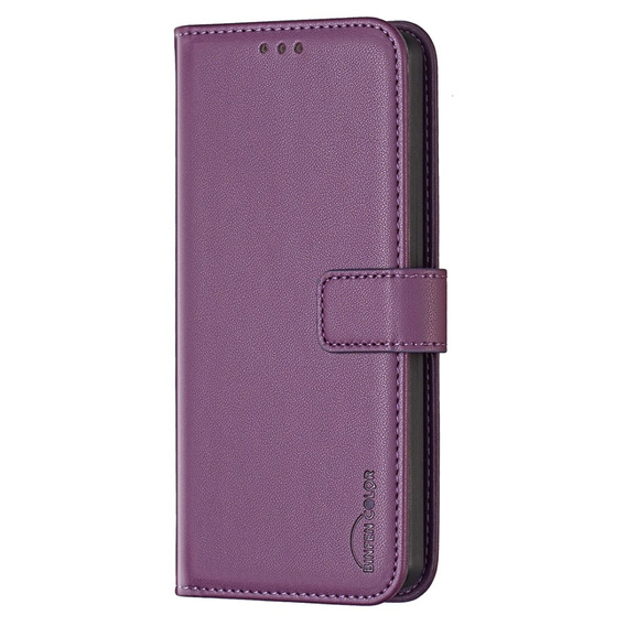 Flip case for Samsung Galaxy S23 FE, BINFEN Wallet, dark purple + 9H glass