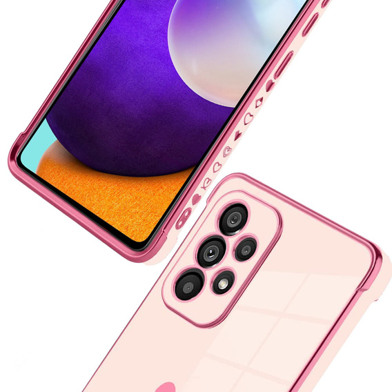 Case for Samsung Galaxy A52/A52S, Electro heart, pink rose gold