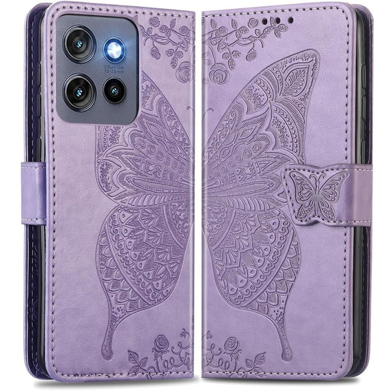 Flip case for Motorola Edge 50 Neo / Motorola ThinkPhone 25, Butterfly, purple