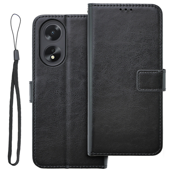 Flip case for Oppo A38 4G / Oppo A18 4G, Crazy Horse Wallet, black