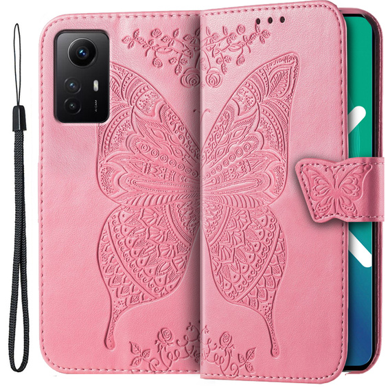 Flip case for Xiaomi Redmi Note 12S, Butterfly, pink