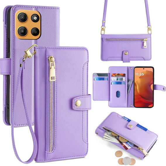 Flip case for Motorola Moto G15 / G15 Power, Wallet Zipper Pocket, purple