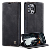 CASEME case for iPhone 14 Pro, Leather Wallet Case, black