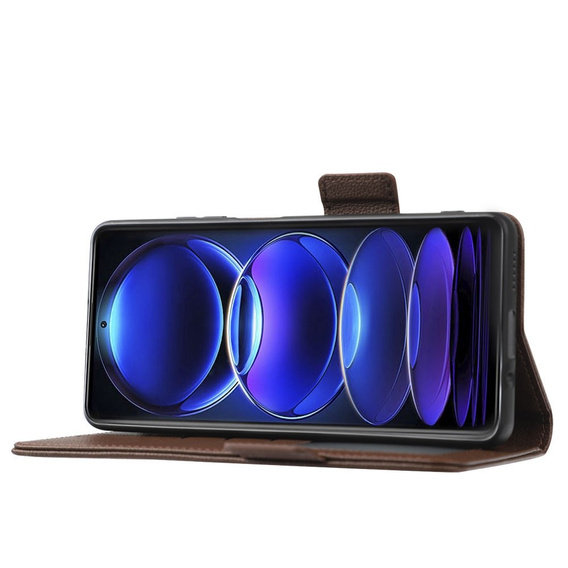 Flip case for Xiaomi Redmi Note 12 5G / POCO X5 5G, Wallet Litchi Magnet, brown