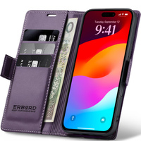 ERBORD Glossy Litchi wallet case with flap for iPhone 17 Pro Max