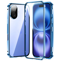 Case for iPhone 16, Magnetic Dual Glass, blue