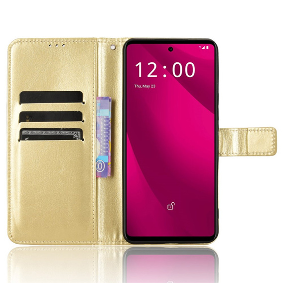 Flip case for T Phone 2 Pro 5G, Crazy Horse Wallet, gold