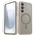 Case for Samsung Galaxy S25, for MagSafe, ERBORD Matt Case, grey + Screen Glass