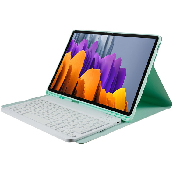 Case + keyboard Galaxy Tab S7+ Plus / S8+ Plus /S7 FE T730 T733, Pen Slot, mint