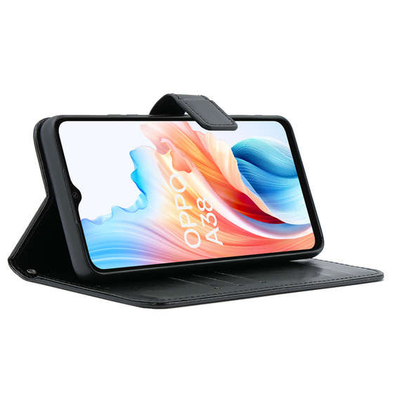 Flip case for Oppo A38 4G / Oppo A18 4G, Crazy Horse Wallet, black