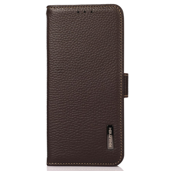 KHAZNEH RFID case for Motorola Moto G04 / G24 / G24 Power, Litchi Texture, brown