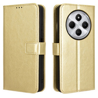 Flip case for Xiaomi Redmi 14C / Xiaomi Poco C75, Crazy Horse Wallet, gold