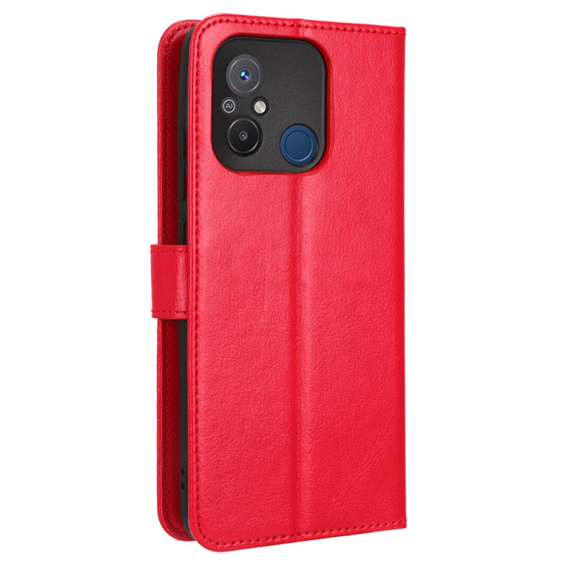Flip case for Xiaomi Redmi 12C, Crazy Horse Wallet, red