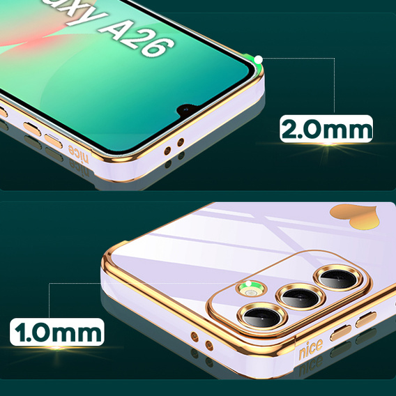 Case for Samsung Galaxy A26, Electro heart, purple + Glass 9H