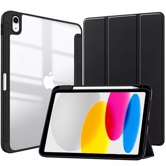 Case for iPad 10.9 2022 10 Gen, Smartcase Hybrid, with stylus space, black
