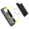 Spigen case for iPhone 16 Pro Max, Rugged Armor MagSafe, black + Tempered Glass 9H