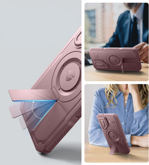 Armored case for Samsung Galaxy S25+ Plus, Dexnor CamProtect MagSafe, pink (Two frames)