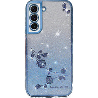 Case for Samsung Galaxy S22, Glitter Flower, blue