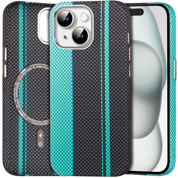 MagSafe's iPhone 15 Case, Carbon Fiber, black / blue