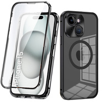 Magnetic Dual Glass MagSafe case for iPhone 15, black