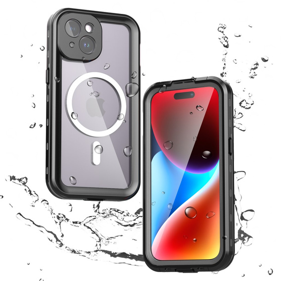 IP68 Waterproof Case for iPhone 15, SHELLBOX MagSafe, black