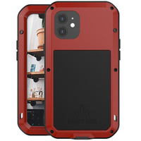Love Mei Case for iPhone 12, armored with glass, red