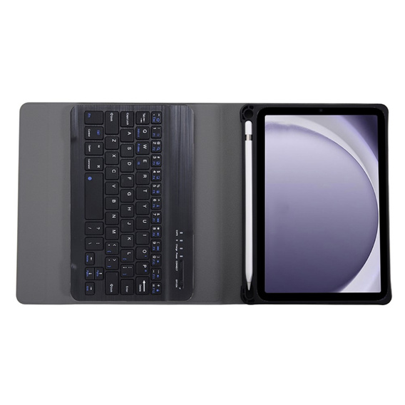 Case + keyboard Samsung Galaxy Tab A9, Leather Pen Slot, black