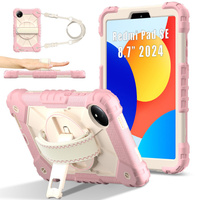 Children's case for Xiaomi Redmi Pad SE 8.7", armored with strap, pink