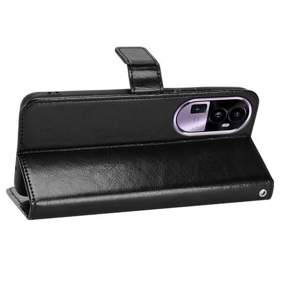 Flip case for Oppo Reno 10 / 10 Pro, Crazy Horse Wallet, black