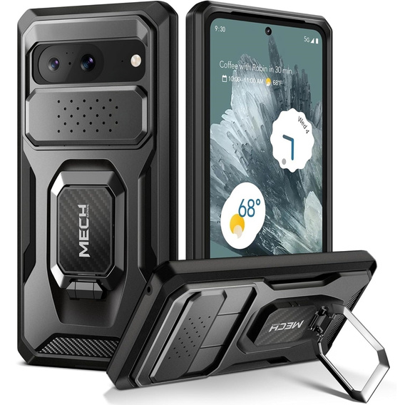 Case for Google Pixel 8, Tongate MECH Series with stand, black