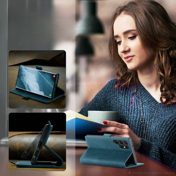 CASEME case for Samsung Galaxy S22 Ultra, Leather Wallet Case, green