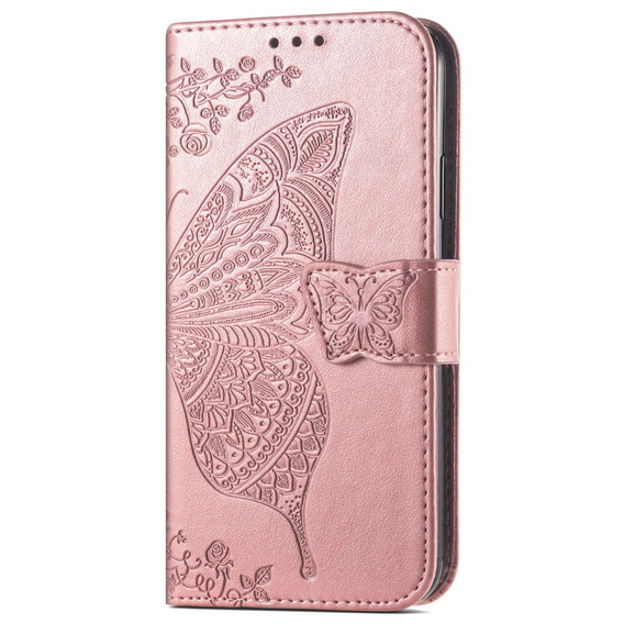 Flip case for Motorola Moto G73 5G, Butterfly, pink rose gold
