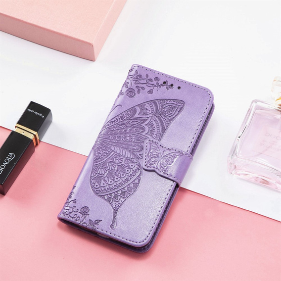 Flip case for Xiaomi Redmi Note 14 4G, Butterfly, purple