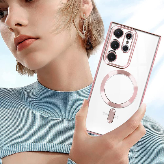 Case for Samsung Galaxy S22 Ultra, MagSafe Hybrid, pink rose gold