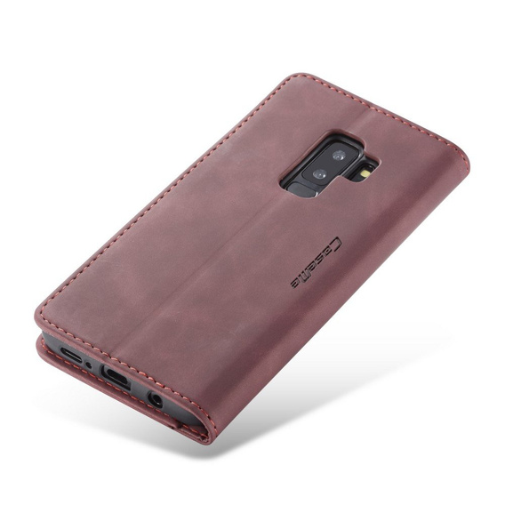CASEME case for Samsung Galaxy S9 Plus, Leather Wallet Case, maroon