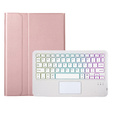 Case with illuminated bluetooth touchpad keyboard for iPad 10.9" 2022 (10 gen.), pink