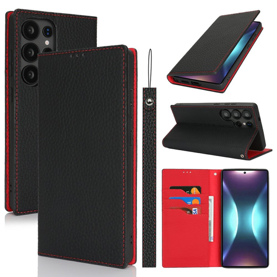 Flip case for Samsung Galaxy S25 Ultra, Litchi Skin Grain, black