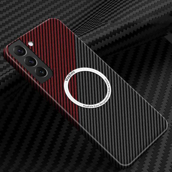 Case for Samsung Galaxy S23, Magsafe Slim Carbon, black / red