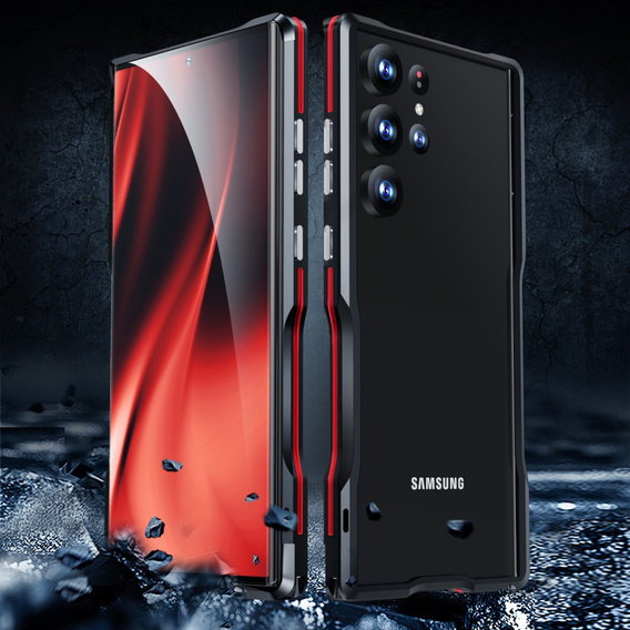 Case LUPHIE for Samsung Galaxy S23 Ultra, Armor Bumper, black / red