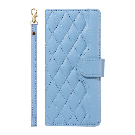 Flip case for iPhone 16E, Rhombus Crossbody Leather, blue