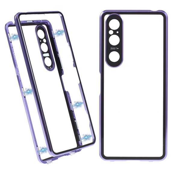 Case for Sony Xperia 1 V, Magnetic Dual Glass, purple