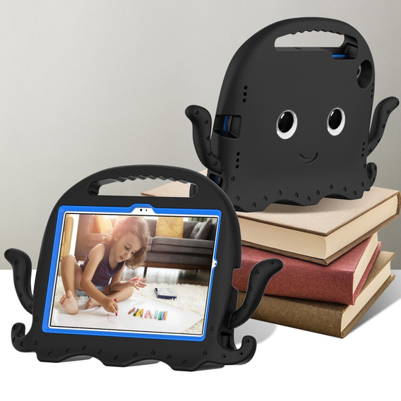 Children's case for Samsung Galaxy Tab A8 10.5, with handle, octopus, black