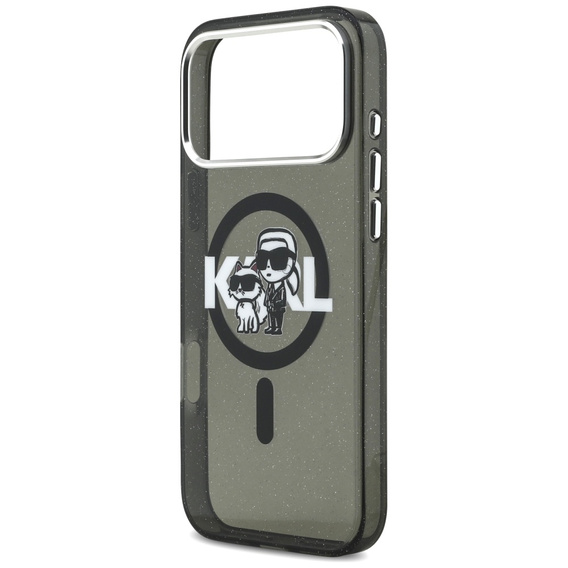 Karl Lagerfeld IML Glitter Karl & Choupette Sketch Logo MagSafe Case for iPhone 17 Pro Max