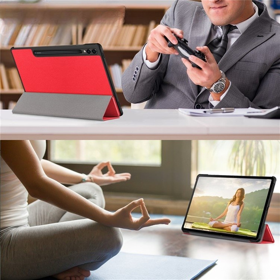 Case for Samsung Galaxy Tab S9 Plus, Smartcase with stylus space, red