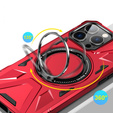 Case for iPhone 16 Pro, armored with stand and handle plate, red