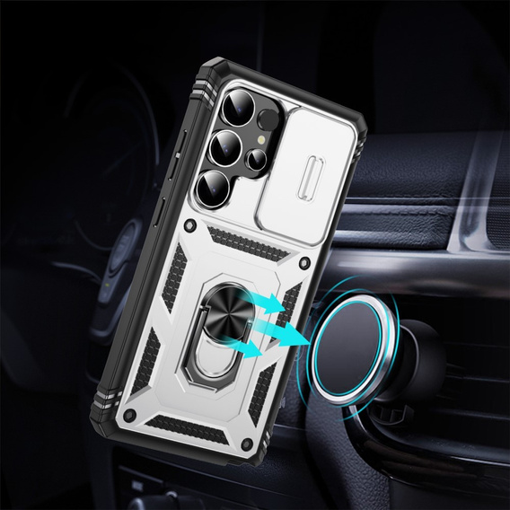 Case for Samsung Galaxy S25 Ultra, KickStand Camera Lens, white