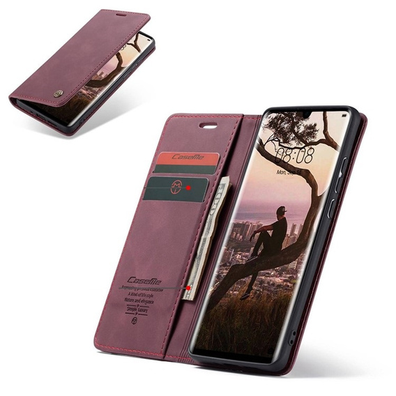 CASEME case for Huawei P30 Pro, Leather Wallet Case, maroon
