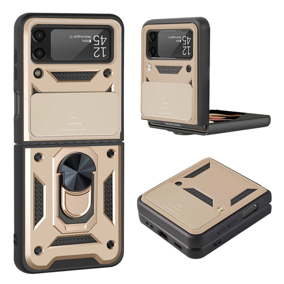 Case for Samsung Galaxy Z Flip3 5G, CamShield Slide, gold